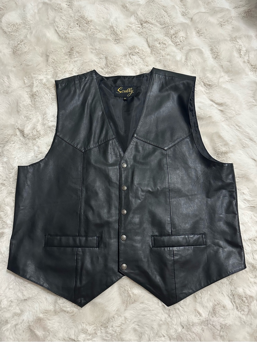 Scully Men's Black Leather Vest